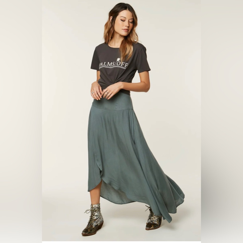 O’Neill AMBROSIO green HIGH-LOW MAXI SKIRT size XS new